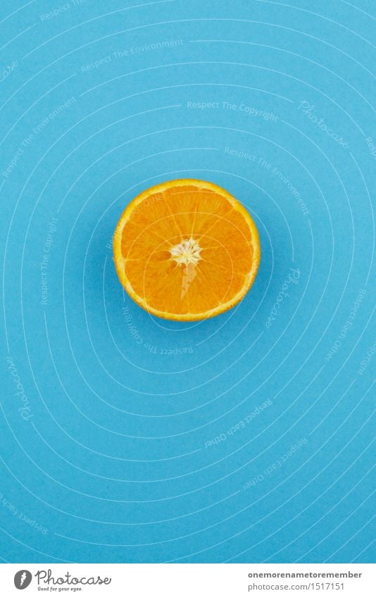 Jammy Orange auf Blau Kunst ästhetisch Orangensaft Orangerie Orangenbaum Orangenscheibe blau Komplementärfarbe Kontrast Design innovativ gestalten Kunstwerk