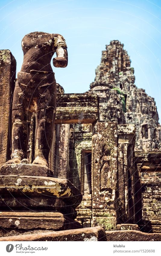 Angkor Thom Tempelansicht, Siem Reap, Kambodscha Gesicht Ferien & Urlaub & Reisen Tourismus Urwald Felsen Ruine Gebäude Architektur Denkmal Stein alt historisch