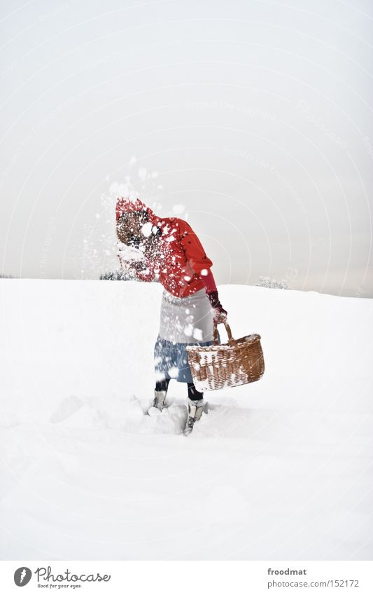 Hüttenkäse Winter Schnee Rotkäppchen Märchen Berge u. Gebirge Schweiz kalt weiß grau ruhig Korb kahl