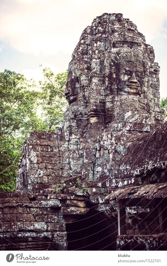 Angkor Thom Tempelansicht, Siem Reap, Kambodscha Gesicht Ferien & Urlaub & Reisen Tourismus Urwald Felsen Ruine Gebäude Architektur Denkmal Stein alt historisch