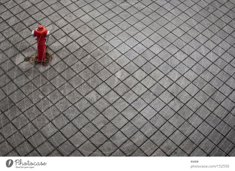 Feuerstelle Farbfoto Außenaufnahme Menschenleer Hintergrund neutral Wasser Wärme Platz Verkehrswege heiß rot Brand löschen Feuerwehr Hydrant Parkverbot