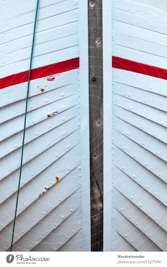 Bug Schifffahrt Fischerboot Wasserfahrzeug Holz Linie Streifen natürlich blau Farbe Tradition Handwerk Schiffsrumpf Schiffsbug Seil Schiffsplanken