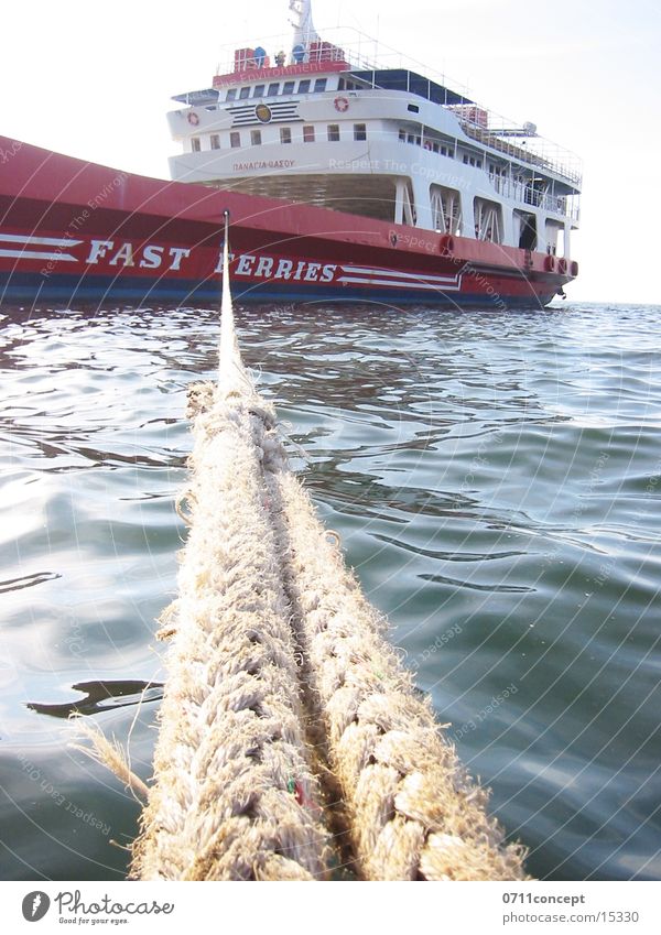 Dampfer Wasserfahrzeug Dampfschiff ankern Halt befestigen Fähre Meer Schifffahrt Seil Überfahrt Ferien & Urlaub & Reisen