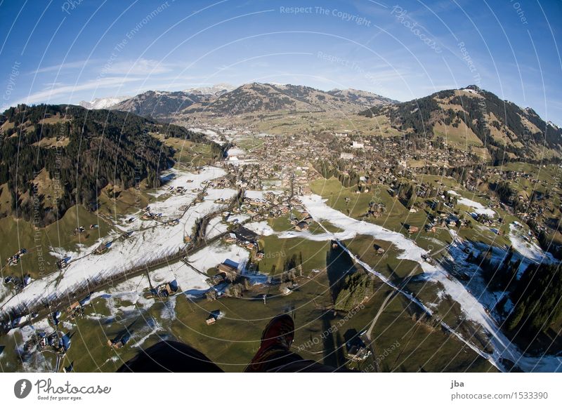 schöne Aussicht 2 Lifestyle Wohlgefühl Erholung ruhig Ausflug Freiheit Winter Schnee Sport Gleitschirmfliegen Natur Landschaft Urelemente Luft Erde Himmel