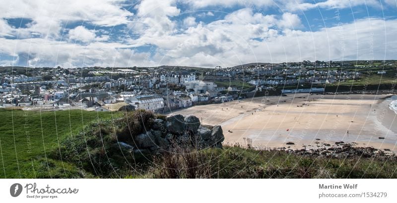 St. Ives Landschaft Wolken Strand Dorf Fischerdorf Sehenswürdigkeit Ferien & Urlaub & Reisen Cornwall England Großbritannien Farbfoto Außenaufnahme