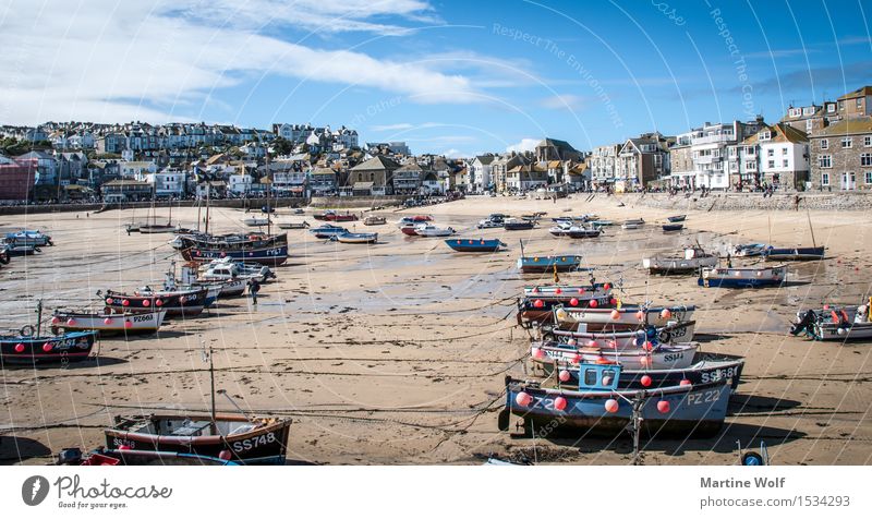 St.Ives Beach Landschaft Himmel Küste Strand Dorf Fischerdorf Hafen Fischerboot Idylle Ferien & Urlaub & Reisen Cornwall England Großbritannien St. Ives