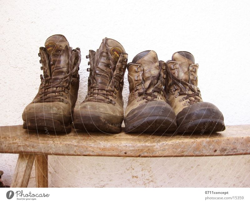 Michels Wanderschuhe wandern Schuhe unterwegs gehen Wandertag Bergsteigen Pause treten binden Gummi Leder Lederschuhe Freizeit & Hobby Ereignisse Bergführer