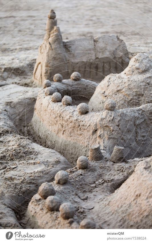 Sandburg. Kunst Kunstwerk ästhetisch Sandburgen-Wettbewerb Strand Sandkasten Spielen kindisch Urlaubsfoto Farbfoto mehrfarbig Außenaufnahme Detailaufnahme