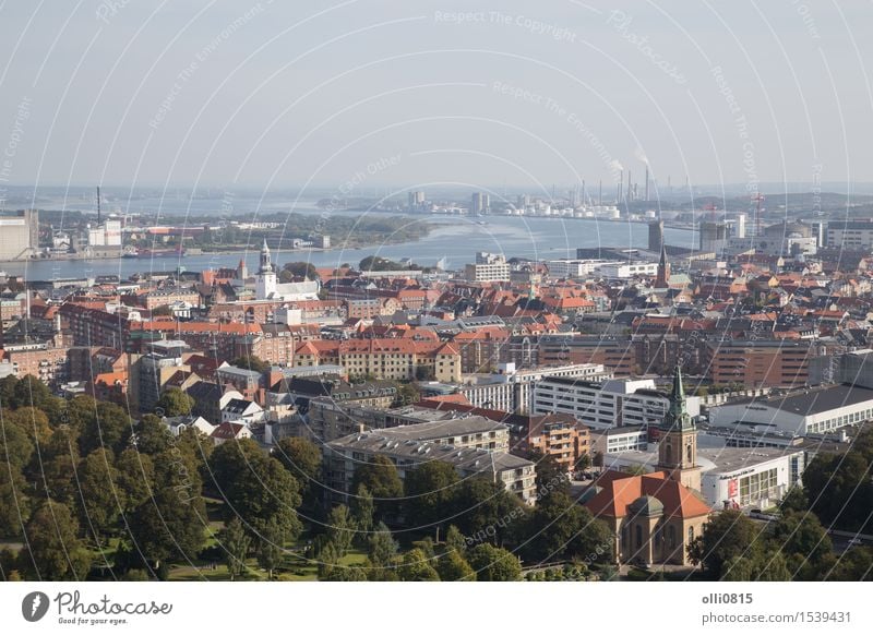 Blick vom Aalborg Turm Tourismus Städtereise Fluss Limfjord Dänemark Europa Stadt Hafenstadt Gebäude Architektur Ferien & Urlaub & Reisen Jütland Stadtbild