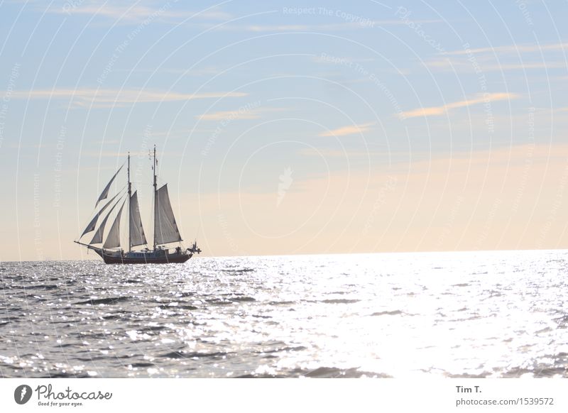 Frei sein Abenteuer Sommer Meer Wellen Ostsee Gefühle Fernweh sailing Segeln horizontale Wolken Farbfoto Außenaufnahme Textfreiraum oben Textfreiraum unten Tag