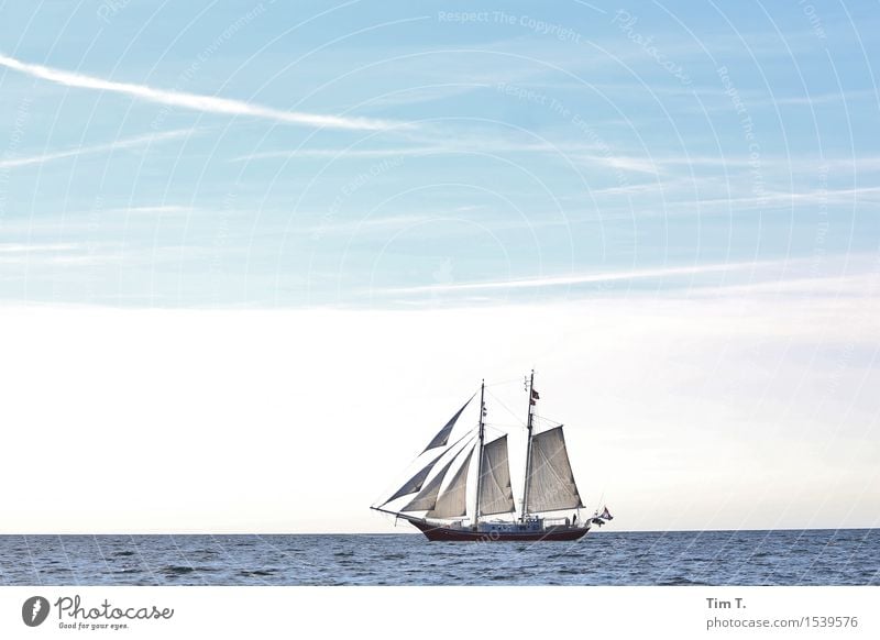 sailing Ferne Kreuzfahrt Meer Wellen Wasser Himmel Wolken Frühling Ostsee Abenteuer Segeln Segelboot Farbfoto Außenaufnahme Menschenleer Textfreiraum oben Tag