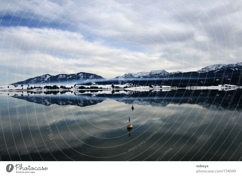 reflection Winter Berge u. Gebirge Nebel Alpen See Diät Allgäu Landkreis Ostallgäu Schloß Neuschwanstein Bergkette Landkreis Oberallgäu Bayern schwäbisch