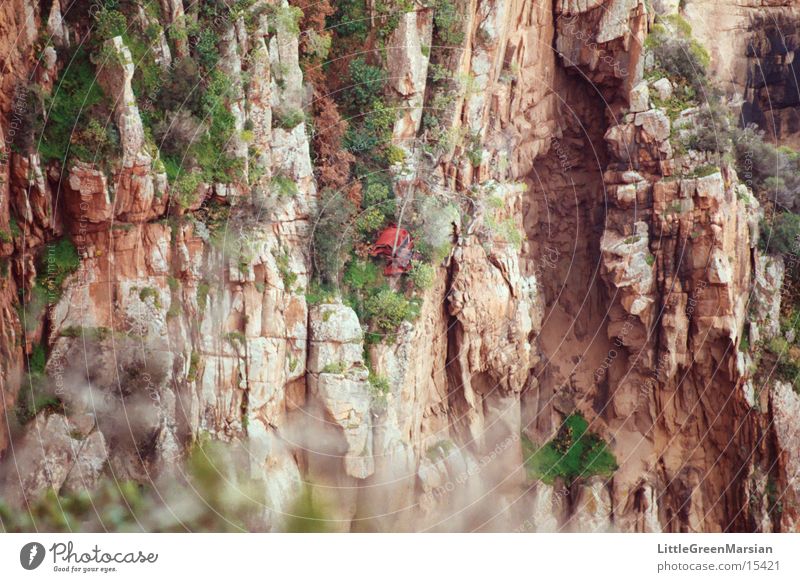 auf abwegen Korsika Pflanze Klippe Verkehr les calanches rote felsen rotes auto abwärts