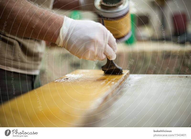 Handwerk III Freizeit & Hobby Renovieren Möbel Handwerker Mensch maskulin Mann Erwachsene 1 Arbeit & Erwerbstätigkeit machen Fortschritt lackieren Lack lackiert