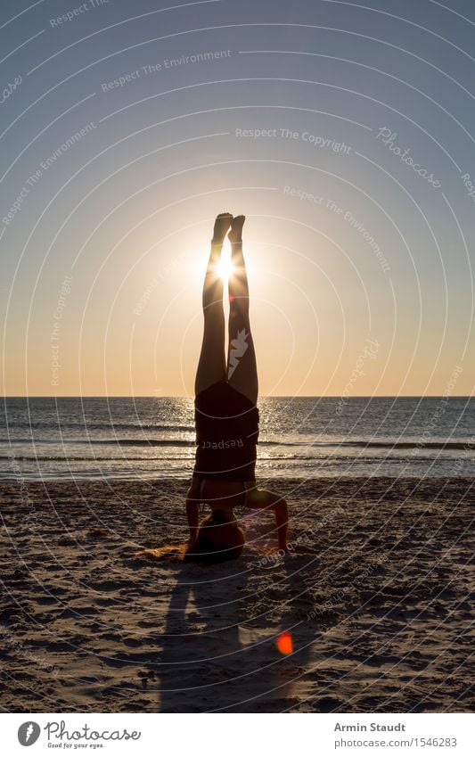 Handstand Lifestyle Stil schön Körper Freizeit & Hobby Ferien & Urlaub & Reisen Sommerurlaub Sonne Sonnenbad Strand Sport Yoga Mensch feminin Junge Frau