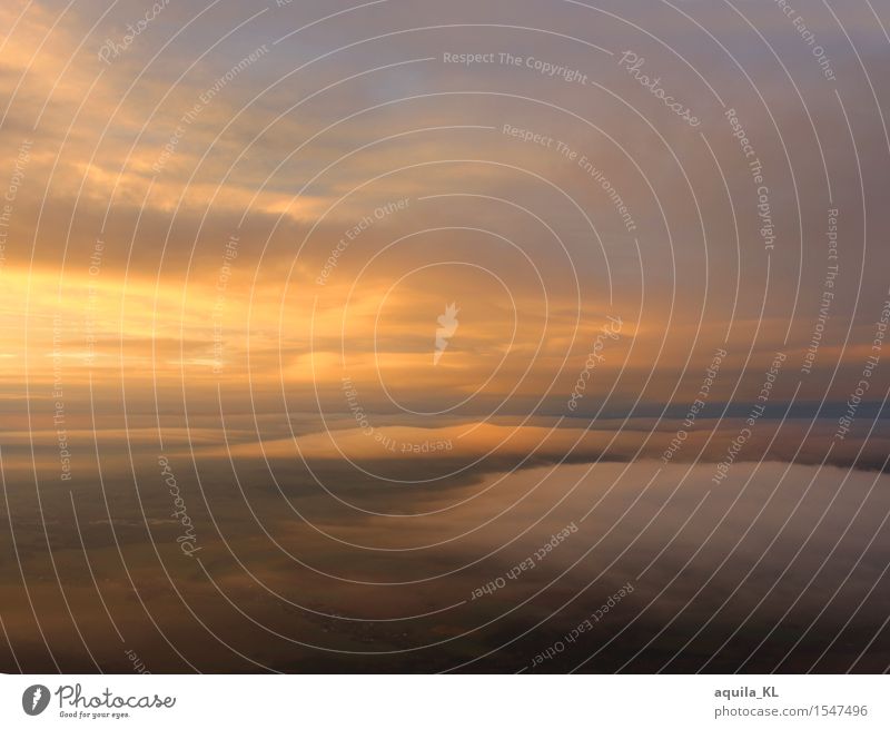 Abenddämmerung Natur Landschaft Himmel Wolken Schönes Wetter Flugzeug Flugzeugausblick frei hoch fliegen fliegend Vogelperspektive Aussicht Außenaufnahme