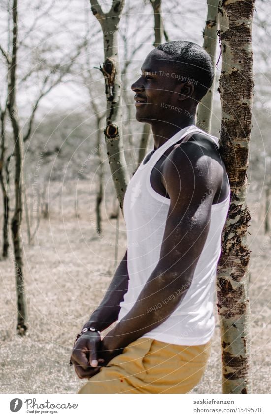 Patience. Lifestyle Fitness Sport-Training Mensch maskulin Junger Mann Jugendliche Erwachsene 1 Pflanze Baum Wald Bekleidung ästhetisch sportlich muskulös