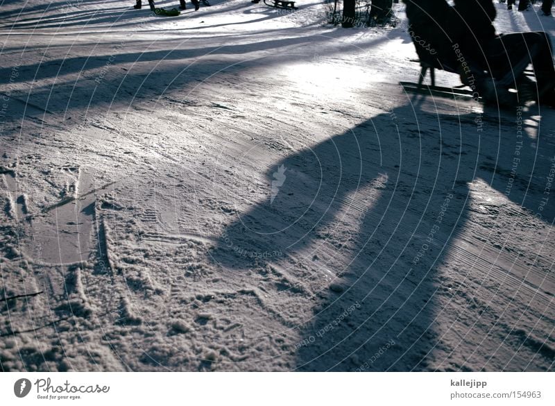 das ist der schnee auf dem wir alle talwärts fahren Schnee Winter Freude Schlitten Bewegung Skipiste Piste Rodeln Geschwindigkeit Schatten Spuren Linie