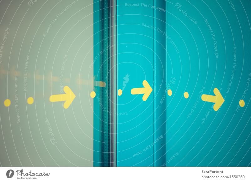 umme Ecke Glas Metall Zeichen Schilder & Markierungen Hinweisschild Warnschild Linie Pfeil hell blau gelb türkis Design Farbe Punkt Richtung richtungweisend