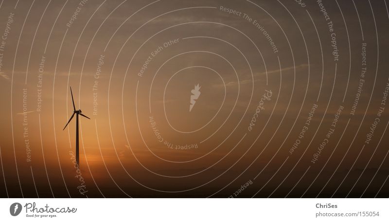 Morgens um 5.26 Windkraftanlage Nebel Sonnenaufgang Tragfläche Elektrizität Energie Erneuerbare Energie Triebwerke Horizont Sommer Industrie Himmel