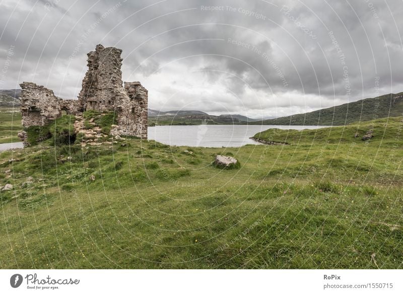 Ardvreck Castle Erholung ruhig Ferien & Urlaub & Reisen Tourismus Sightseeing Sommer wandern Landschaft Urelemente Wasser Himmel Wolken Gewitterwolken