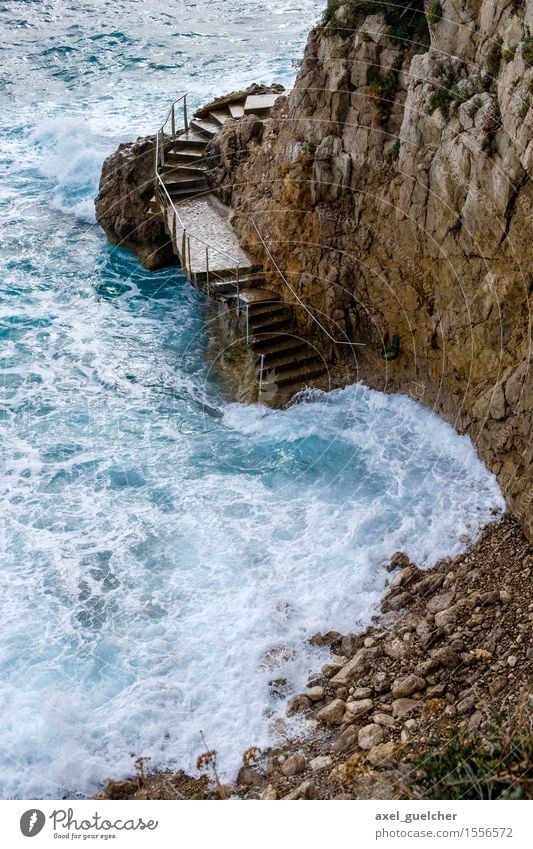 Coast in Monaco harmonisch Ferien & Urlaub & Reisen Tourismus Ausflug Abenteuer Sommer Strand Meer Wellen Natur Landschaft Wasser Wind Küste atmen ästhetisch