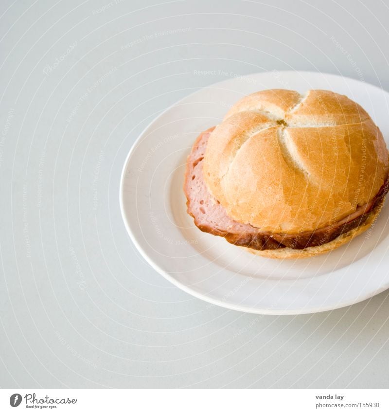 Hunger? Leberkäse Mahlzeit Metzger Snack Fleisch Brötchen Teller Restaurant Fastfood Fett Ernährung Schwäche Dickmacher