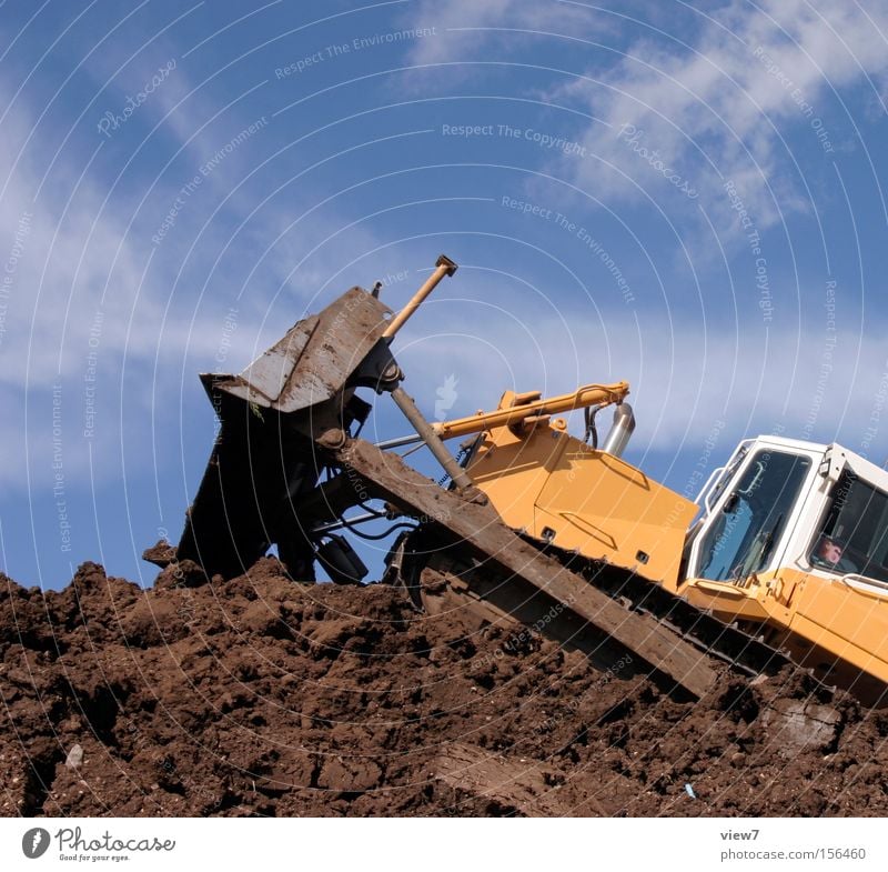 Bagger fahrn Kettenfahrzeug Planierraupe Baustelle Maschine Gerät schwer Diesel schieben Fahrer Arbeit & Erwerbstätigkeit dreckig Baumaschine Industrie Handwerk