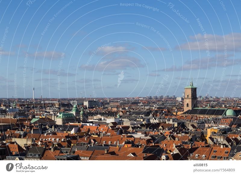 Kopenhagen Skyline Blick vom Christiansborg Turm Ferien & Urlaub & Reisen Tourismus Sightseeing Landschaft Horizont Ostsee Dänemark Europa Kleinstadt Stadt