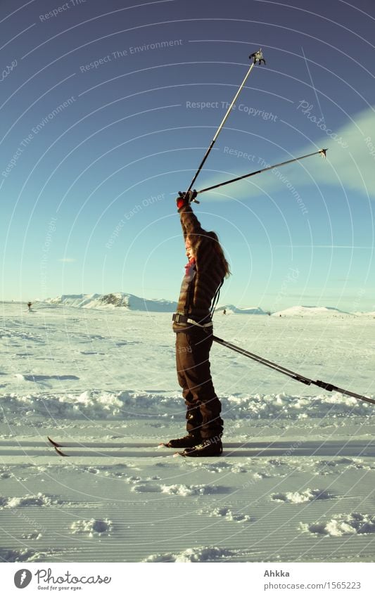 Atmen Leben harmonisch Wohlgefühl Erholung ruhig Meditation Ferien & Urlaub & Reisen Schnee Winterurlaub Sportler Skifahren Mensch Junge Frau Jugendliche 1