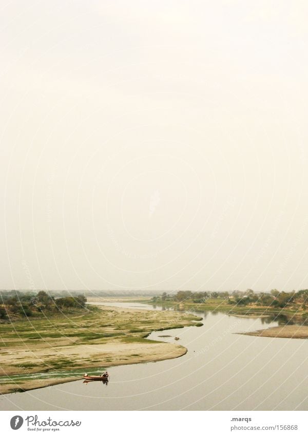 Agra Farbfoto Gedeckte Farben Außenaufnahme Textfreiraum oben Zufriedenheit Erholung ruhig Angeln Ferien & Urlaub & Reisen Ferne Sommer Gemälde Landschaft