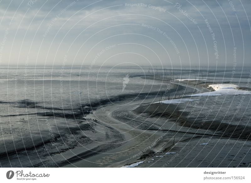 weg Meer Nordsee Ebbe Flut Wassermassen Gezeiten Meeresboden Wattenmeer Schlick Wege & Pfade trocken leer Fußweg Fahrwasser wiederkommen Tidenhub