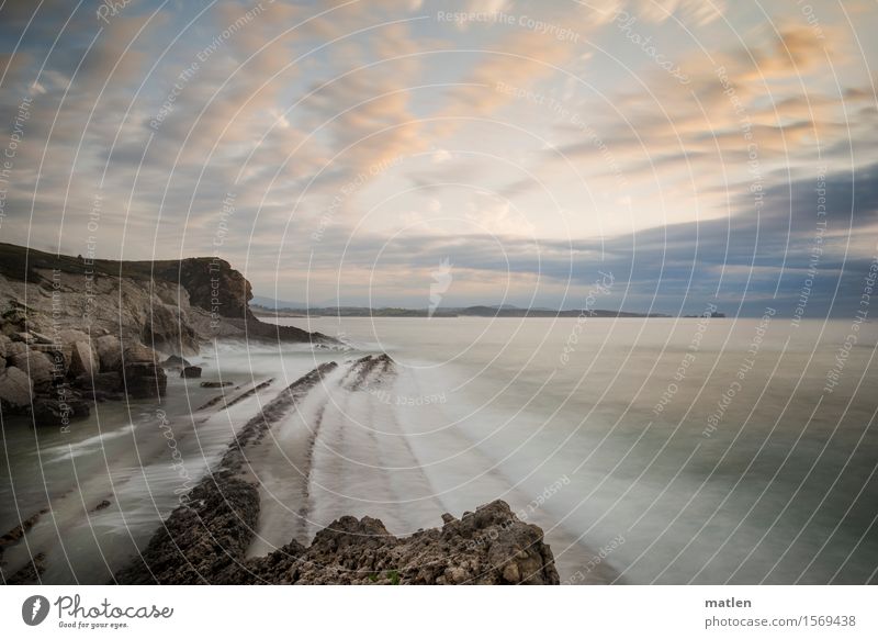 costilla Natur Landschaft Urelemente Wasser Himmel Wolken Horizont Sonnenaufgang Sonnenuntergang Sommer Schönes Wetter Felsen Küste Meer gigantisch maritim blau