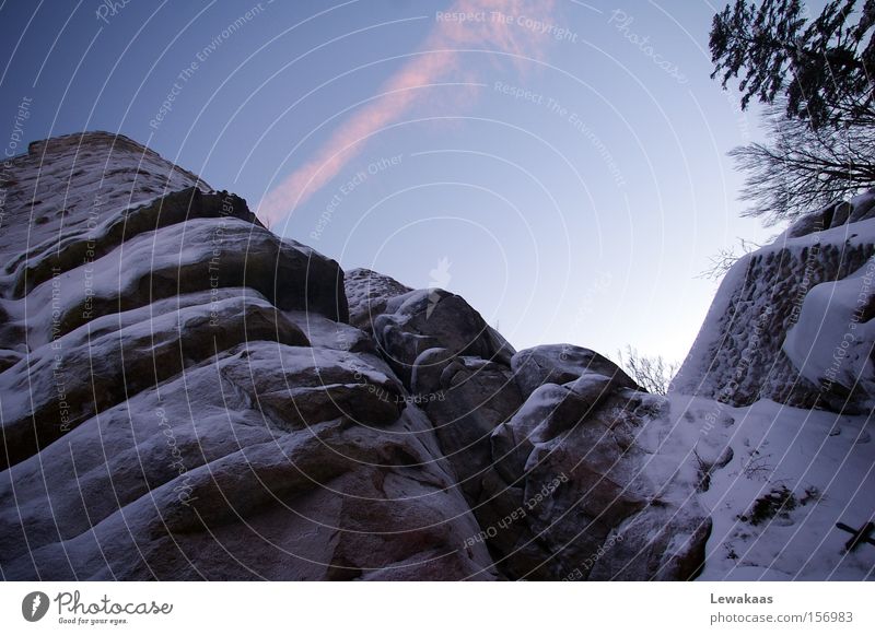 Blue Stone Winter Himmel Stein schwarz weiß Baum Bayern Wolken Mittelalter blau Schnee Berge u. Gebirge Schutz Felsen Burg oder Schloss