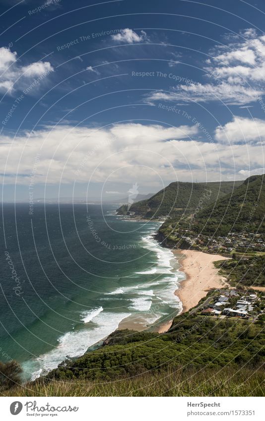 Stanwell Park from Lookout Ferien & Urlaub & Reisen Tourismus Ferne Sommerurlaub Strand Meer Umwelt Natur Landschaft Himmel Wolken Schönes Wetter Wellen Küste