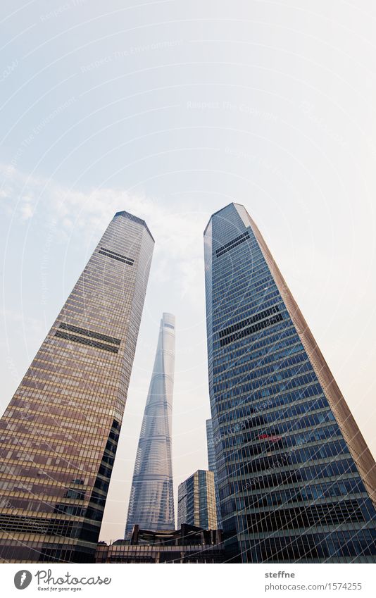 Far East Coast Hochhaus Stadt Sonnenuntergang Shanghai Pu Dong China Fortschritt shanghai tower Schönes Wetter Farbfoto Außenaufnahme Menschenleer