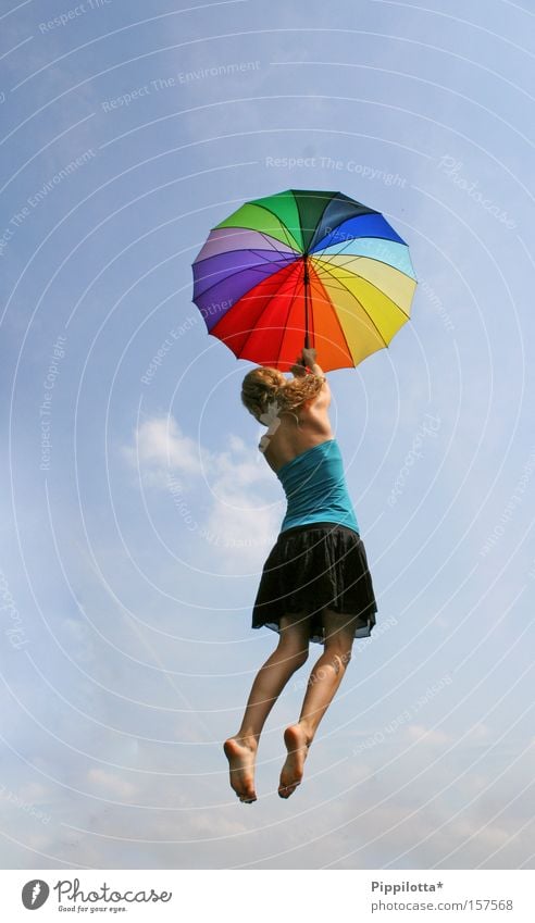 flying free mehrfarbig Freude Himmel oben unmöglich frei Sommer fliegen regenschrim