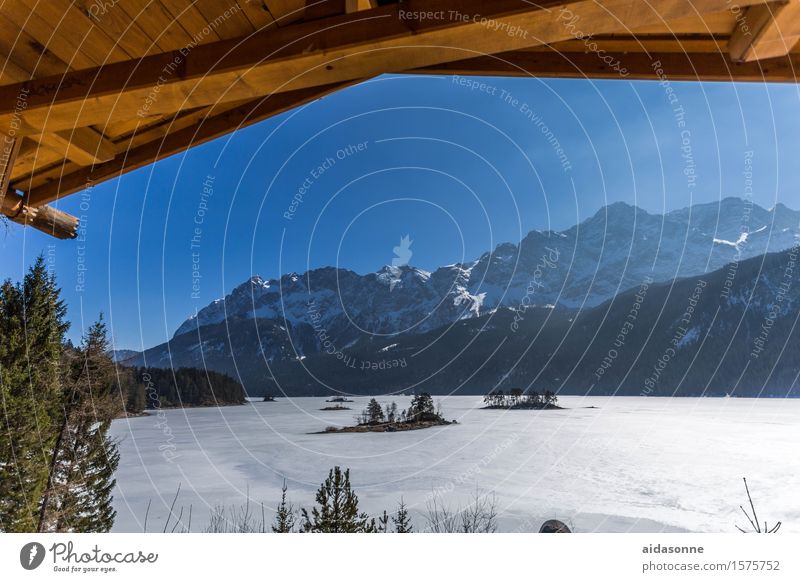 eibsee Natur Landschaft Wasser Wolkenloser Himmel Frühling Herbst schlechtes Wetter Wald Alpen Berge u. Gebirge Gipfel Seeufer Eibsee Zufriedenheit Lebensfreude