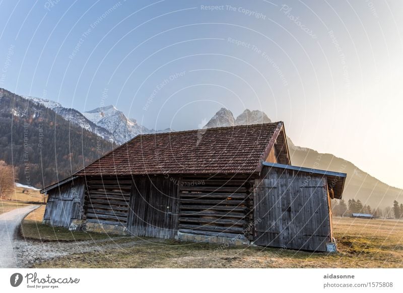 grainau am abend Landschaft Sonnenaufgang Sonnenuntergang Frühling Schönes Wetter Feld Alpen Berge u. Gebirge Zufriedenheit Romantik achtsam Verlässlichkeit