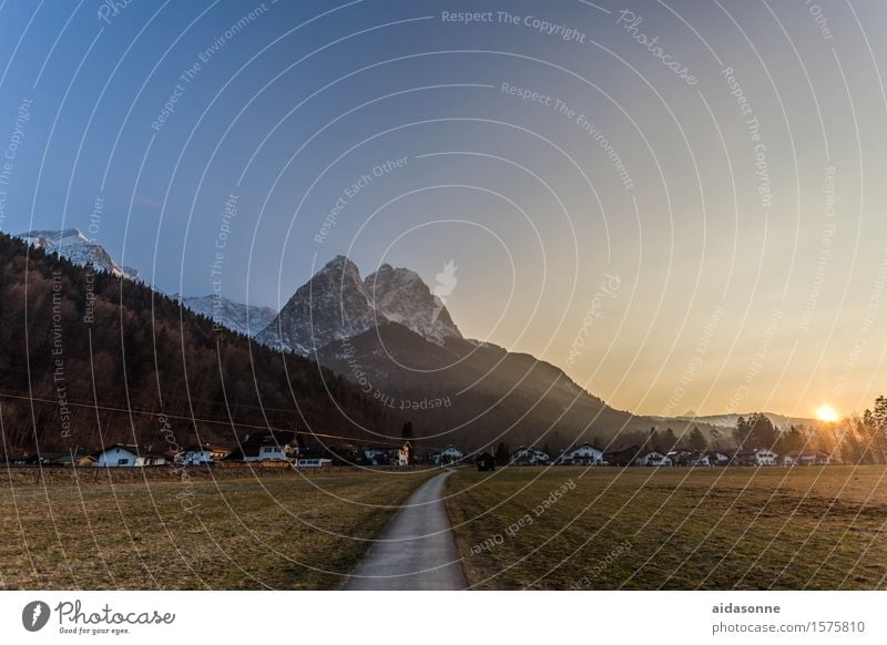 grainau Landschaft Wolkenloser Himmel Sonnenaufgang Sonnenuntergang Frühling Alpen Berge u. Gebirge Vorsicht Gelassenheit ruhig Farbfoto Außenaufnahme