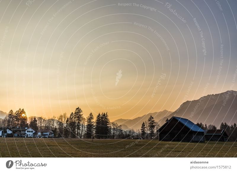 grainau Landschaft Wolkenloser Himmel Sonnenaufgang Sonnenuntergang Frühling Alpen Berge u. Gebirge Zufriedenheit achtsam Vorsicht Gelassenheit ruhig Farbfoto