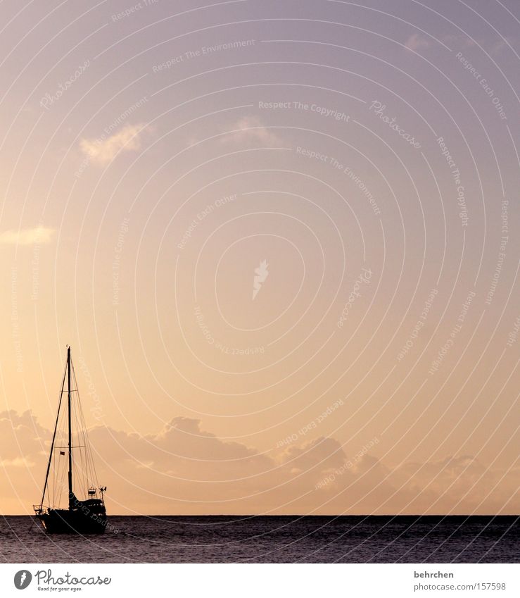 die leichtigkeit des seins Seychellen Sonnenuntergang Himmel entdecken frei Ferne Segeln Wasserfahrzeug träumen Hoffnung Meer Strand Küste fremde welten