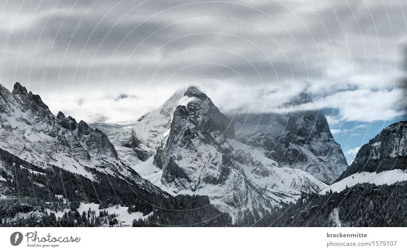 time is endless Umwelt Natur Landschaft Urelemente Himmel Wolken Gewitterwolken Winter Baum Hügel Felsen Alpen Berge u. Gebirge Gipfel Schneebedeckte Gipfel