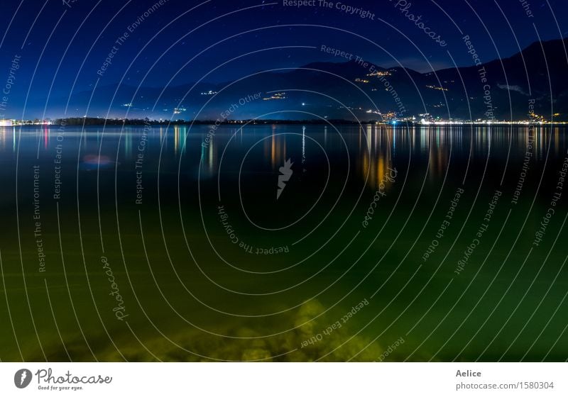 Lovere, Iseo Lake Nachtlichter Ferien & Urlaub & Reisen Tourismus Sightseeing Umwelt Natur Landschaft Himmel Seeufer lieben Brescia Italien Europa Platz blau