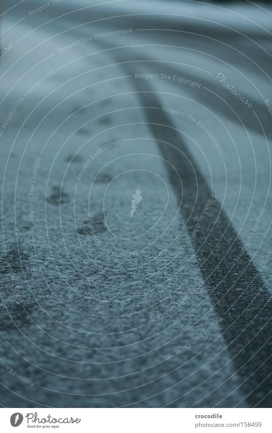 Spuren im Schnee Wege & Pfade Bürgersteig Schuhe Fußspur kalt Einsamkeit Spaziergang gehen Winter Reifen Profil Reifenprofil Makroaufnahme Nahaufnahme Abdruck