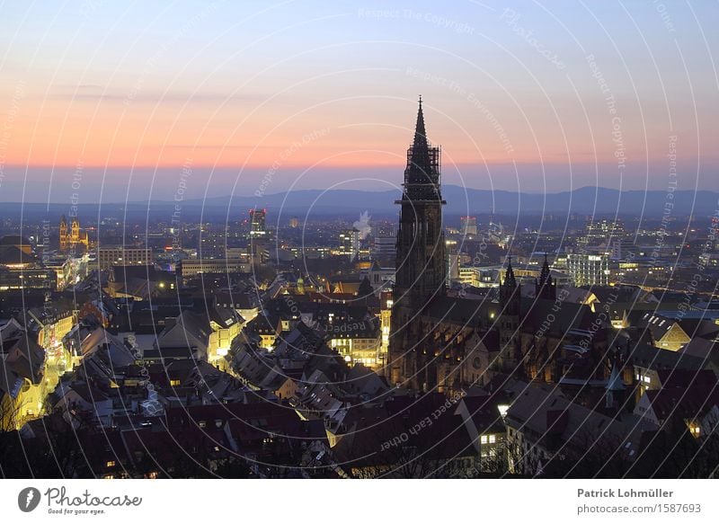 Ausblick auf Freiburg Tourismus Städtereise Umwelt Himmel Horizont Schönes Wetter Freiburg im Breisgau Baden-Württemberg Deutschland Europa Kleinstadt Stadt