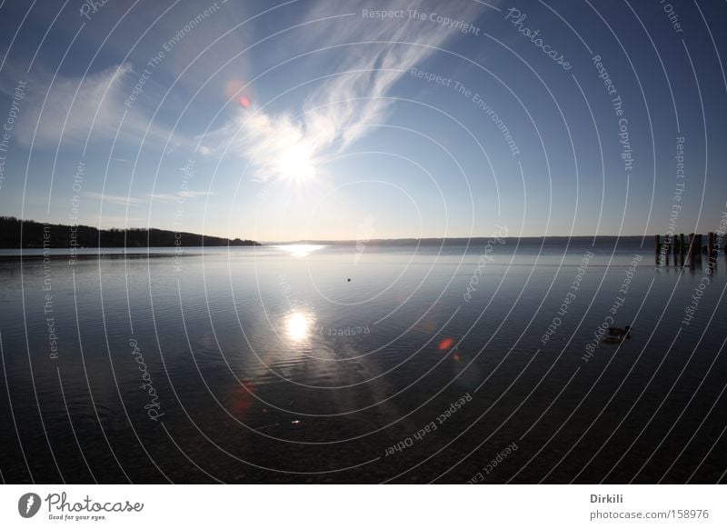 Sonne über dem Ammersee See Wolken Wasser Himmel Herrsching am Ammersee Küste