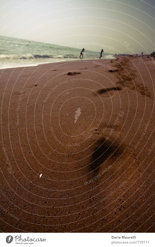 Strand Sand Mensch Meer mediterran blau Küste Erde