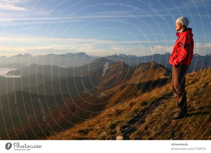 blick in die ferne Freude Sonnenaufgang Berge u. Gebirge Alpen Bergsteiger wandern Morgendämmerung Gefühle Glück Gipfel Hoffnung Kraft Energiespender Farbe