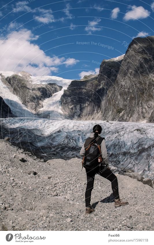 wandern in Norwegen Landschaft Erde Sommer Klima Klimawandel Schönes Wetter Eis Frost Berge u. Gebirge Gletscher Gletscherzunge Stein Sand beobachten genießen